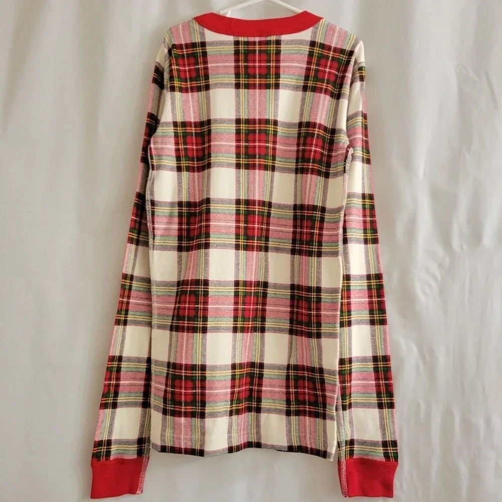 Hanna Andersson Girls‎ Pajama Top 14 Red Plaid Holiday Long John Long Sleeve